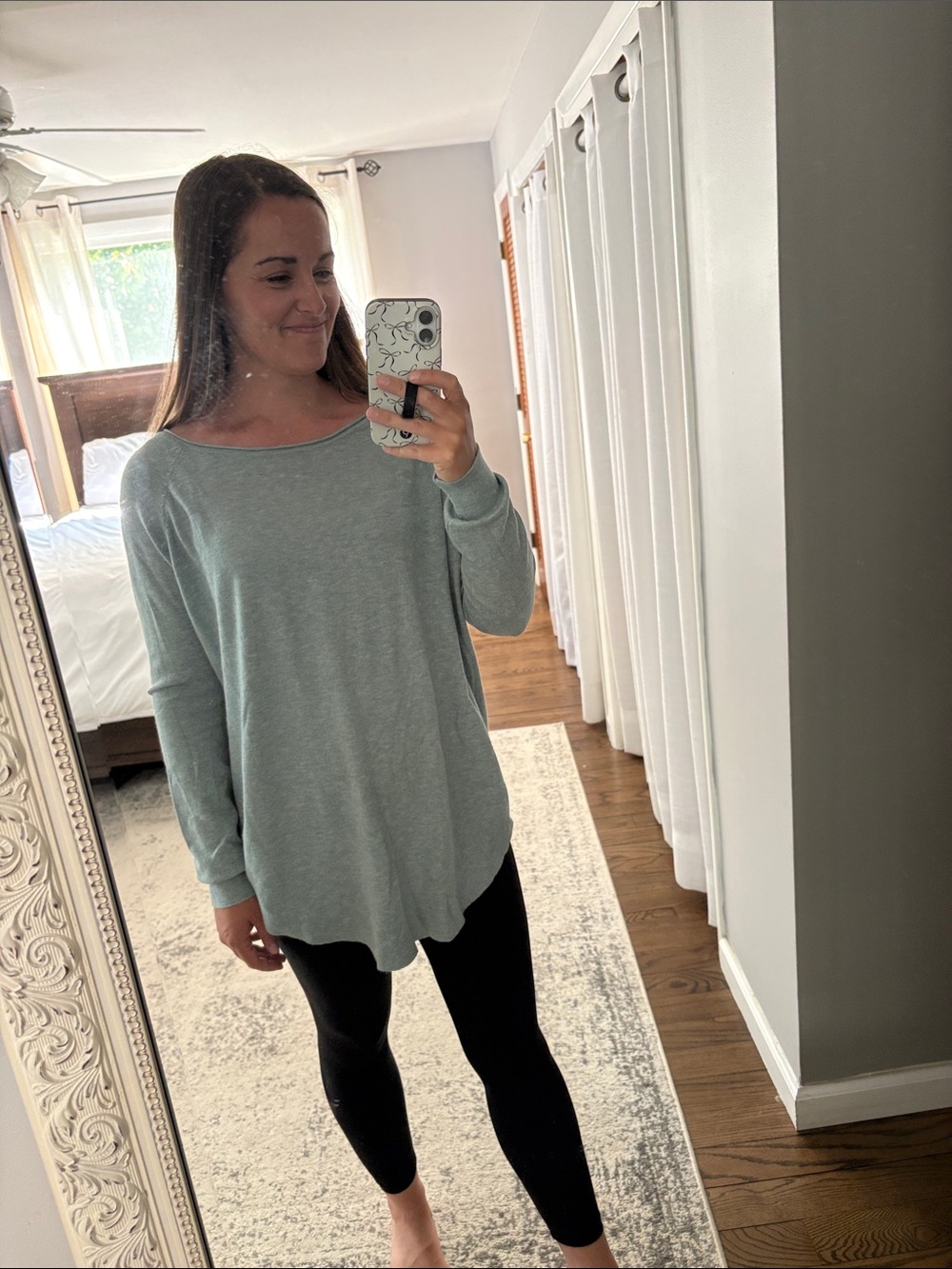Dreamers Sage Green Relaxed Boatneck Long Sleeve Top